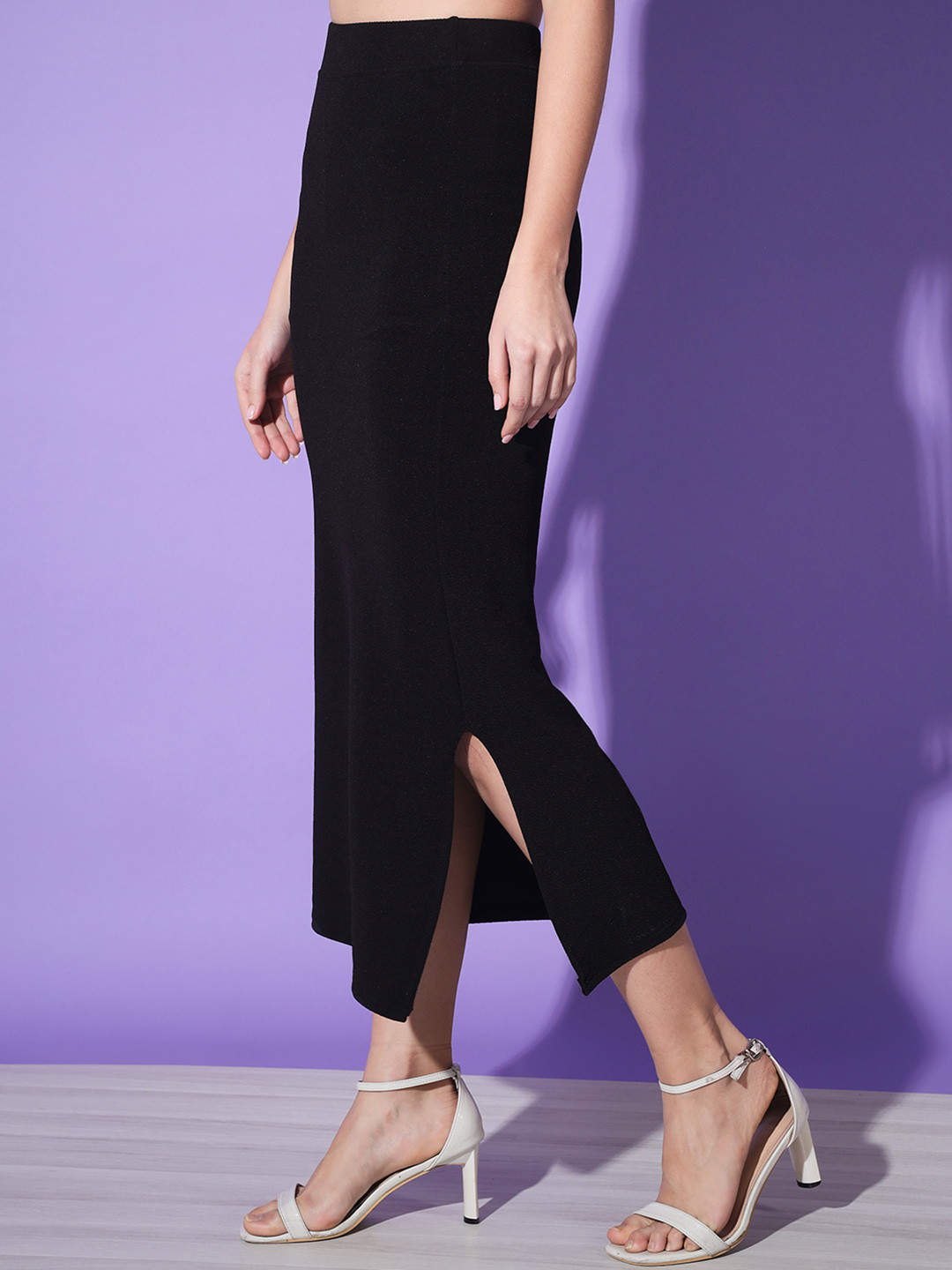 DIMPY GARMENTS Women Side Slits Straight Midi Skirt