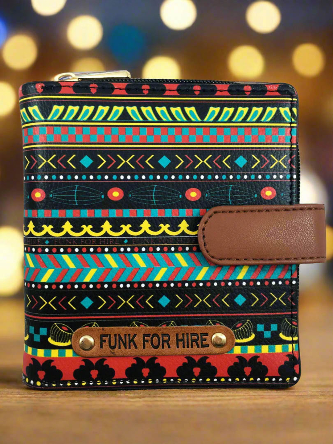 Funk For Hire Women Printed PU Water Resistant Two Fold Wallet with SIM Card Holder