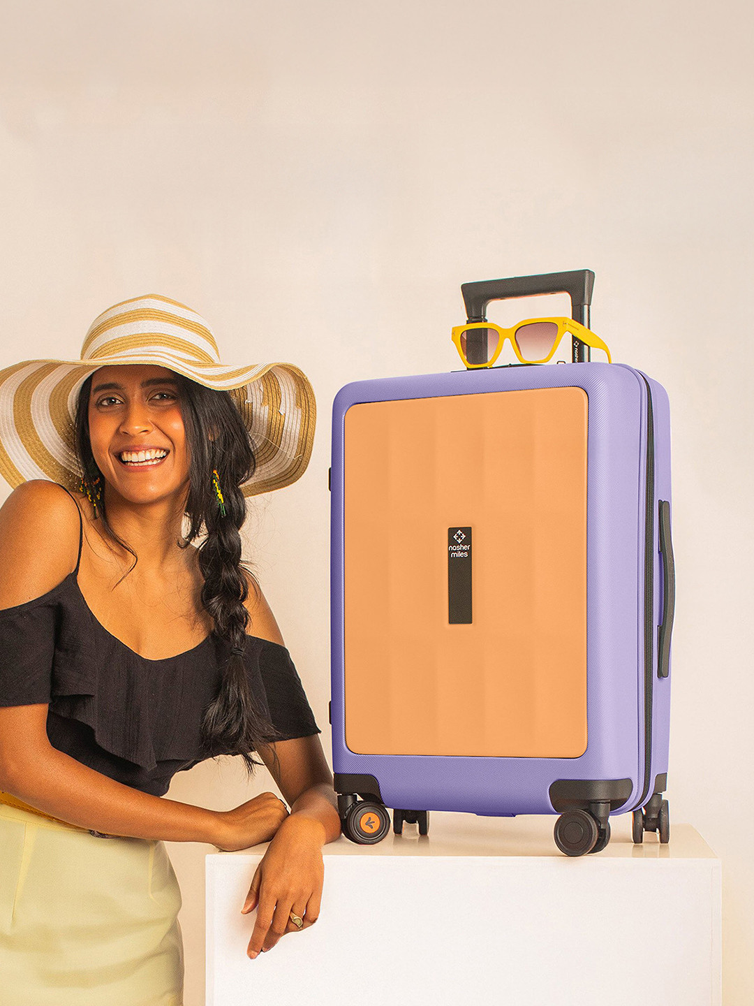 Nasher Miles Zanzibar Polycarbonate Cabin Peach Lavender Trolley Bag - 20 Inch (55 cm)