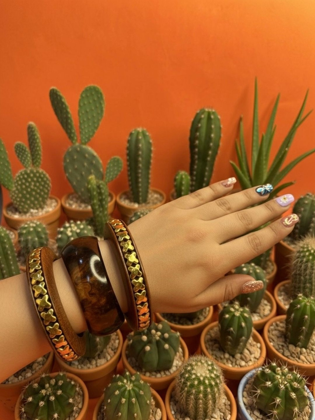 TAG 7 Women Set of 3 Brown Brass Bangle Set