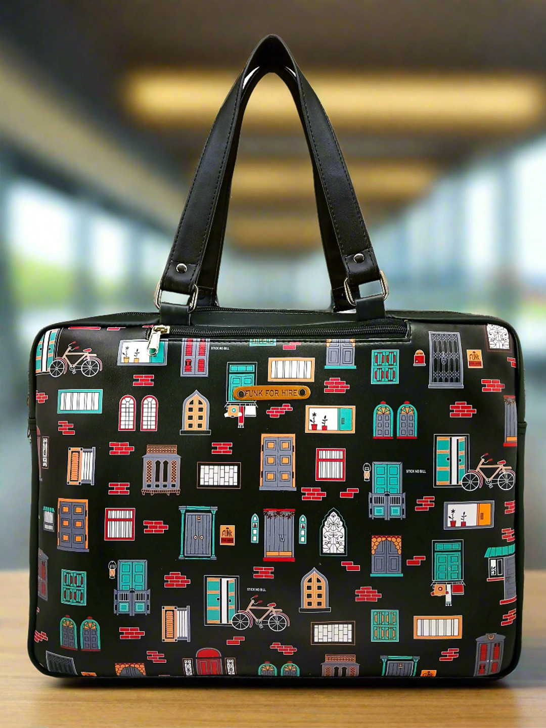 Funk For Hire Women Printed PU Laptop Bag