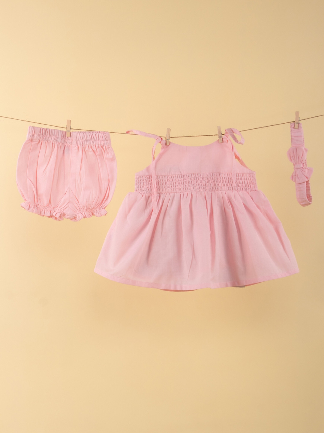 TWEENY MINI Infant Girls Pure Cotton Summer Dress with Bloomer & Headband