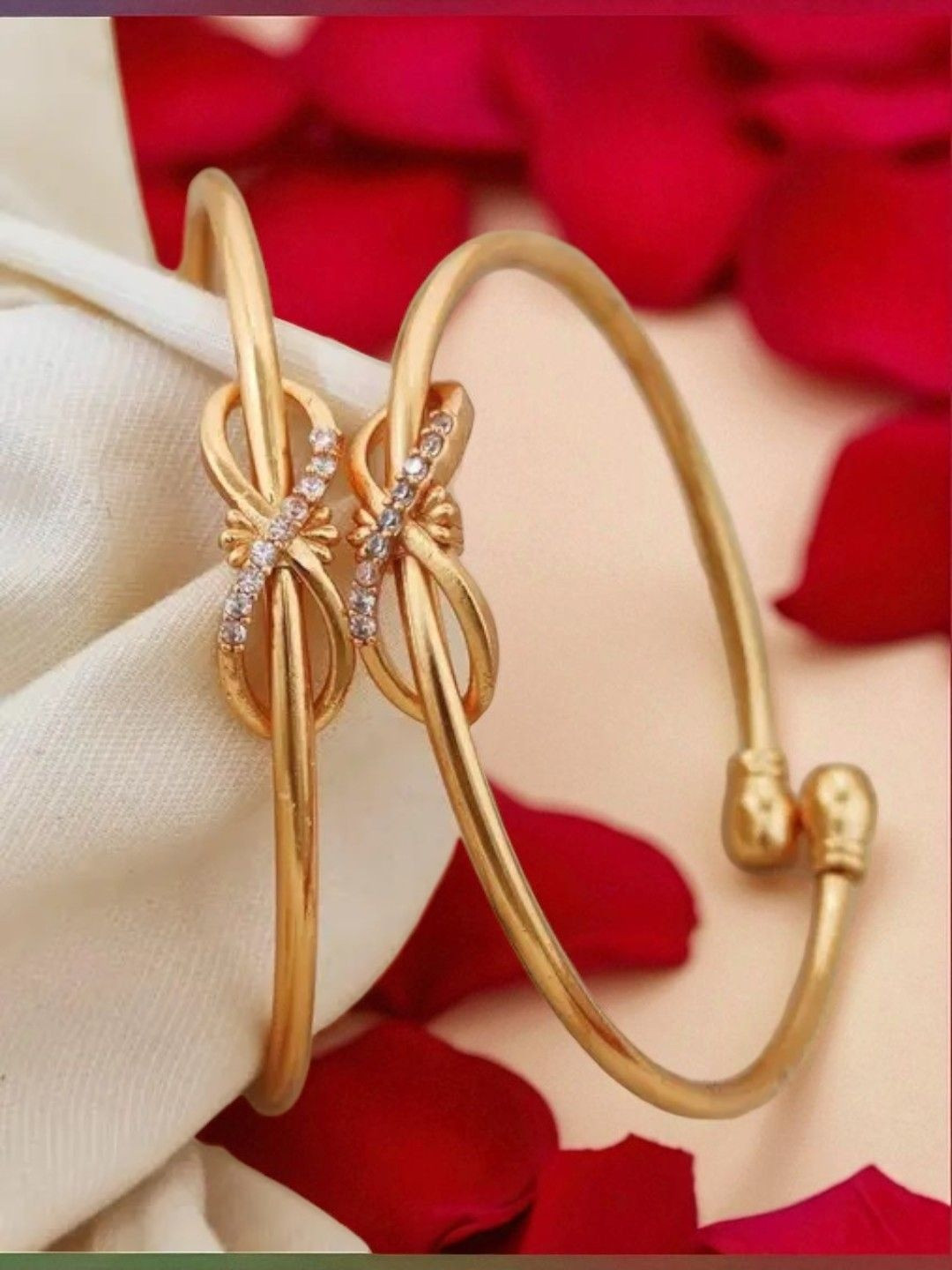 DIVASTRI Gold-Plated American Diamond Studded Infinity Bracelet
