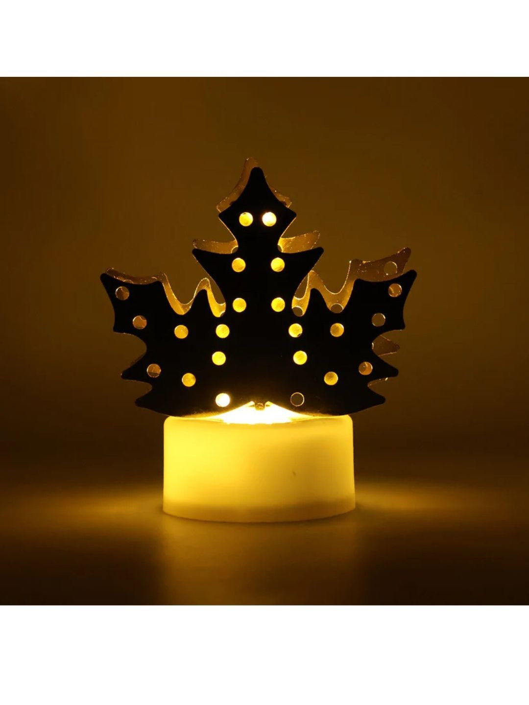 DeoDap Decorative LED Gold Metal Leaf Diya Lamp