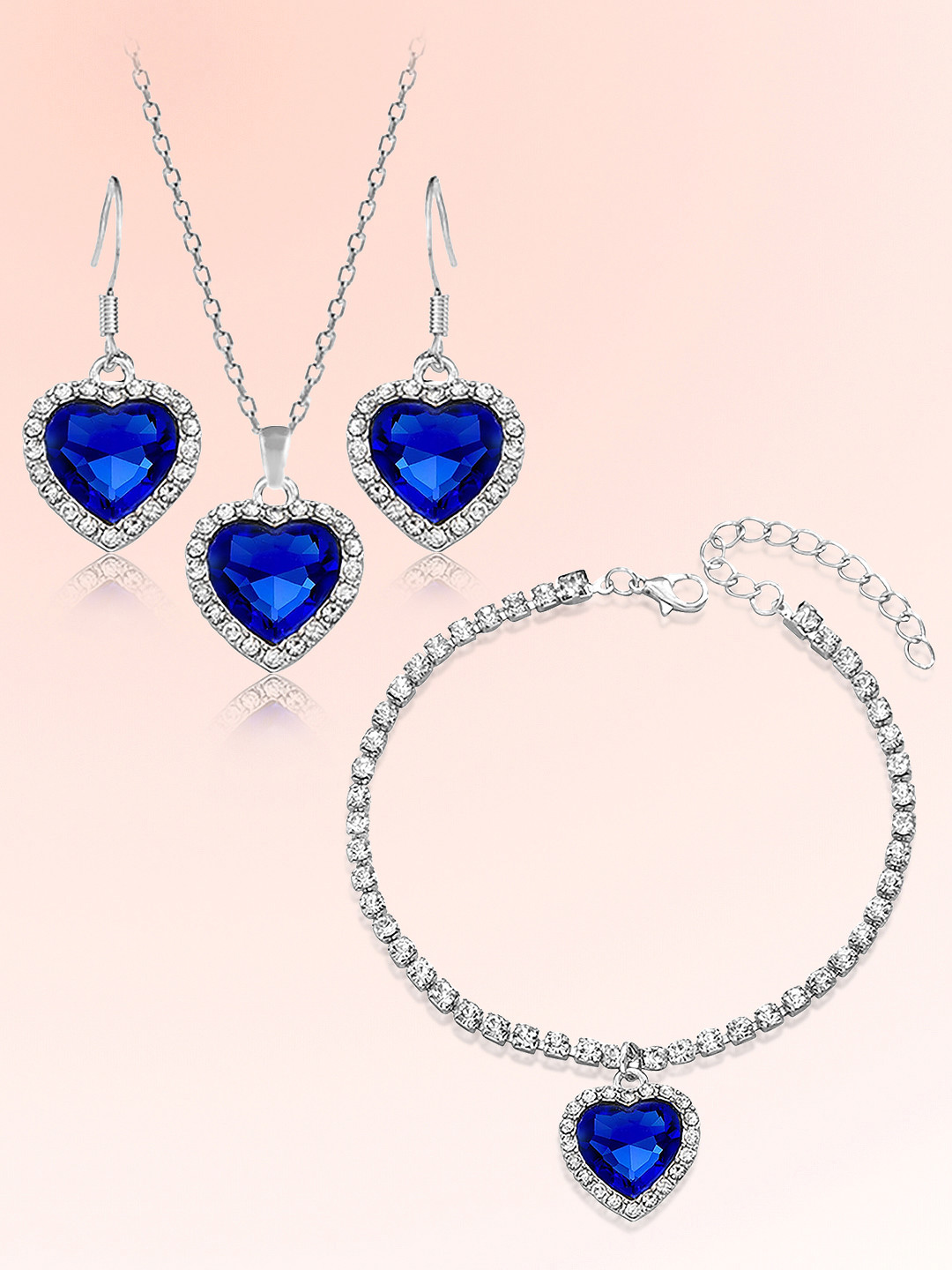 Peora Women Sliver-Plated Crystal-Studded Jewellery Set