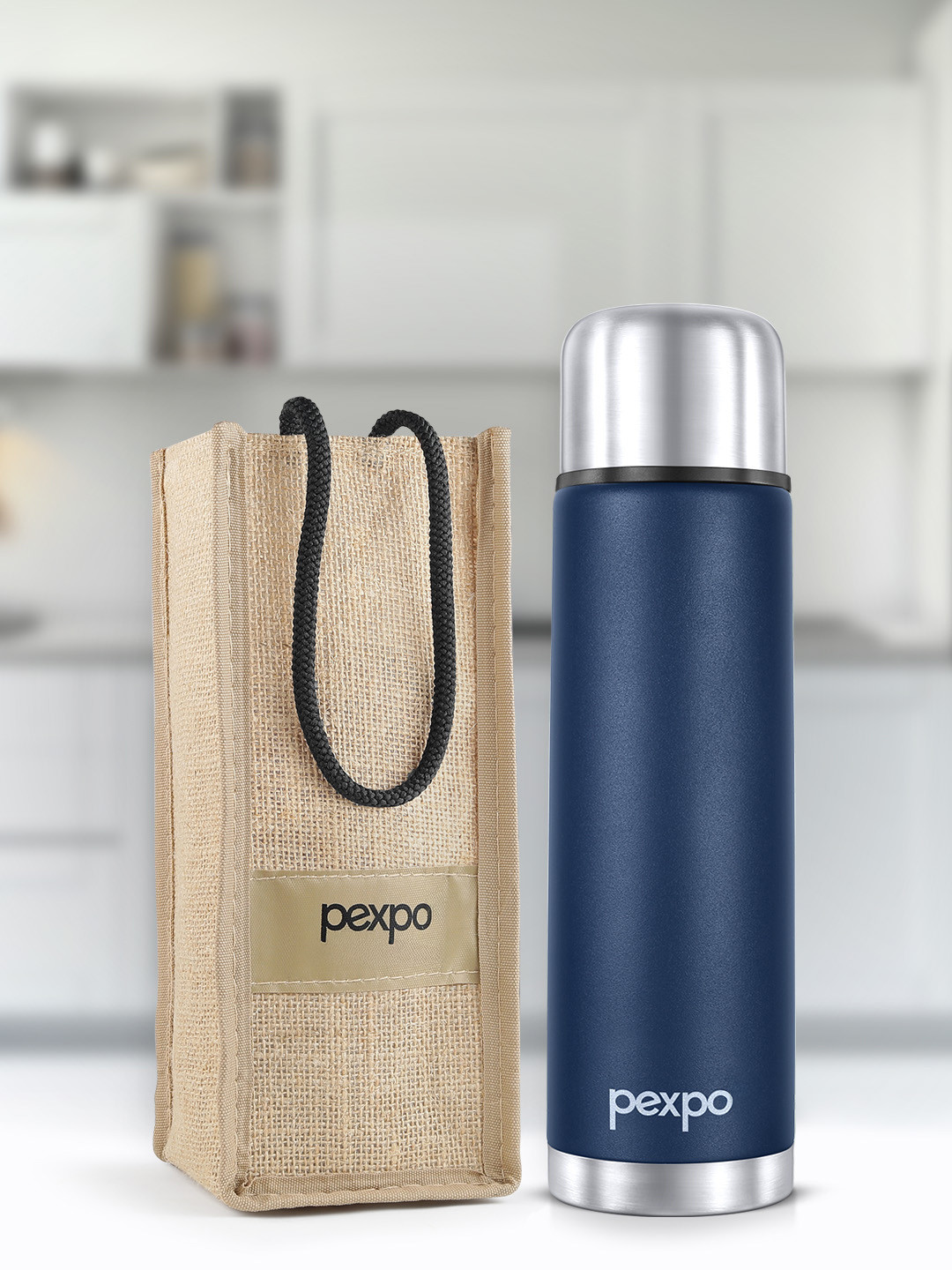 Pexpo Blue Solid Stainless Steel BPA Free Flask - 1L