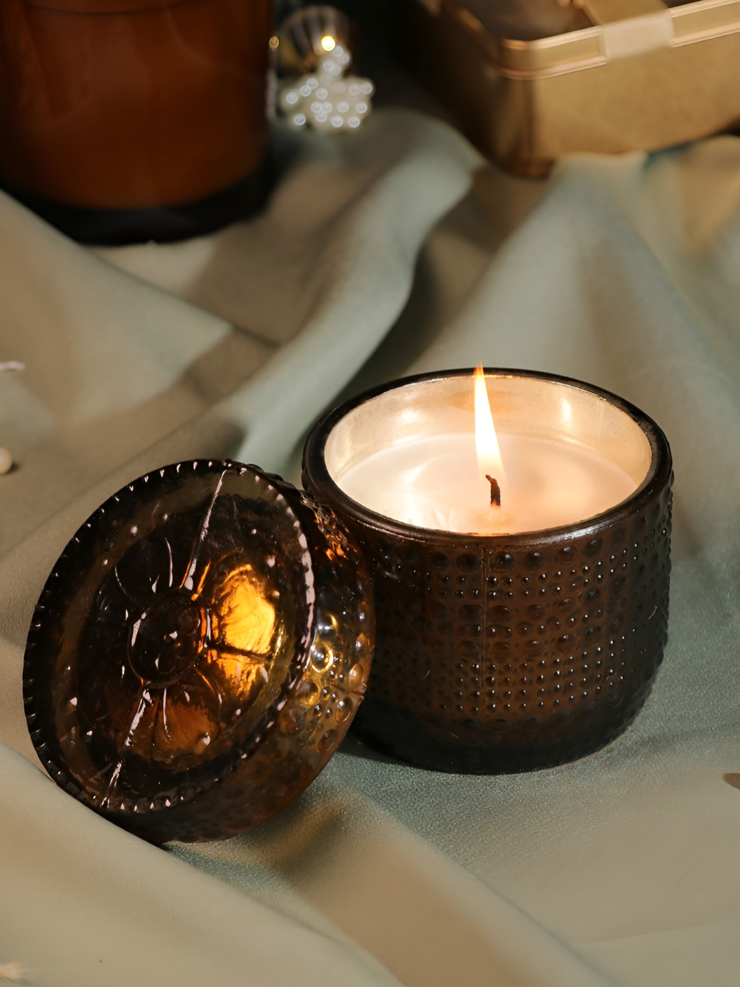 Art Street Oudh Scented Soy Wax Glass Votive Candle For Diwali Gifting Glass Jar