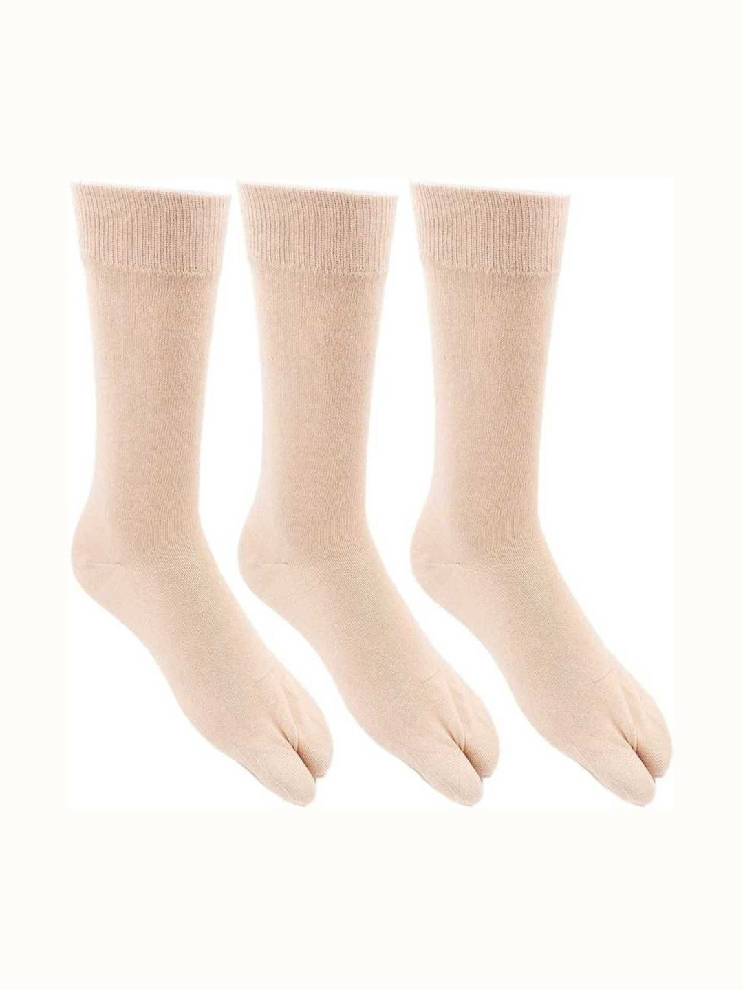 Akeeta Women Beige Pack Of 3 Plain Full Length Socks