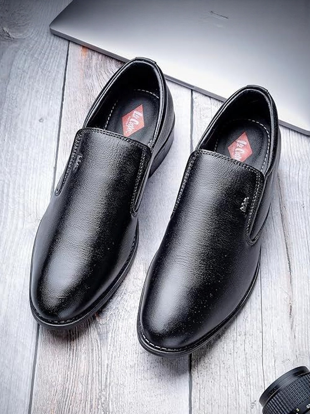 Lee Cooper Men Black Leather Formal Loafers