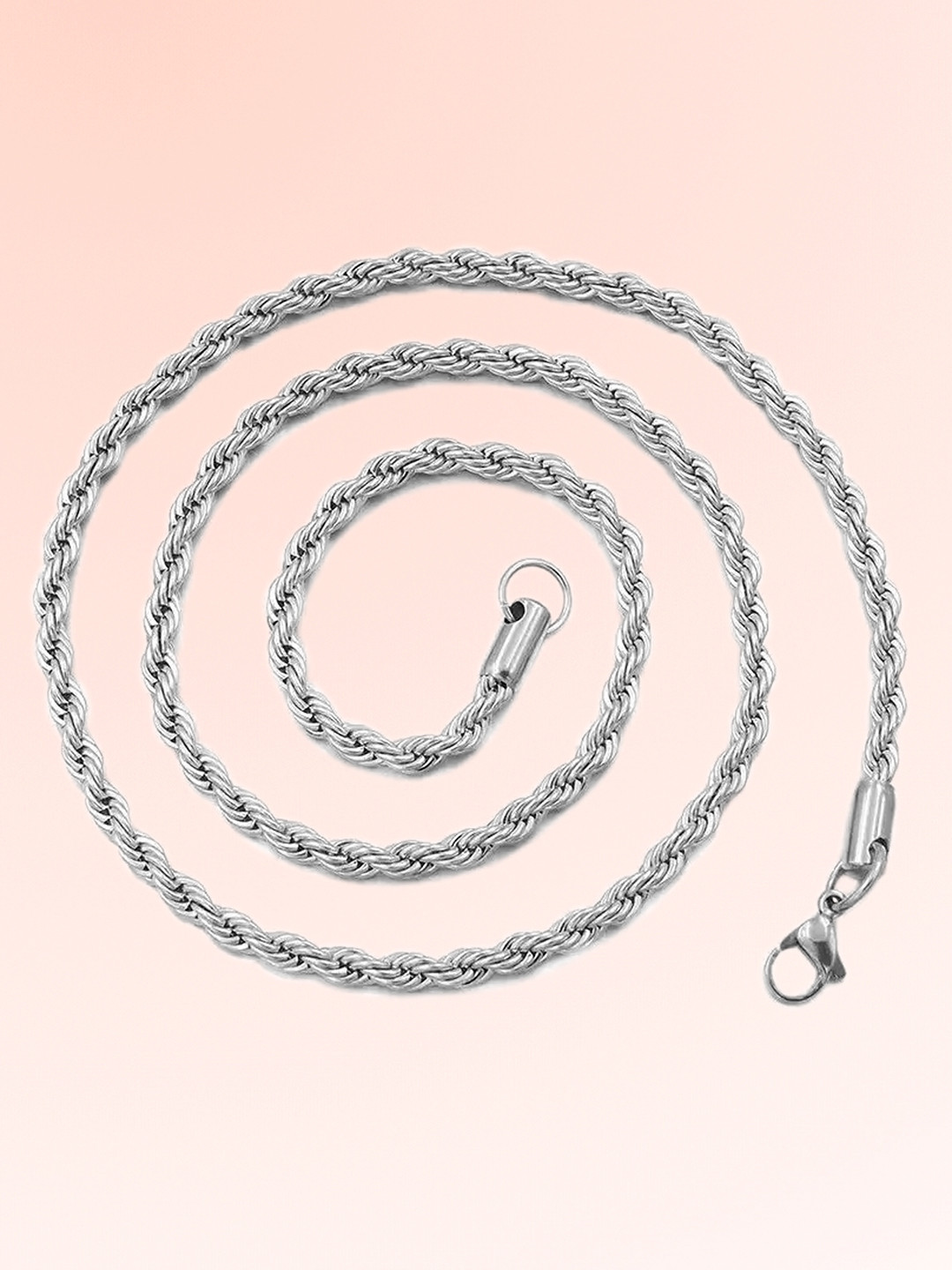 Peora Men Silver-Plated Stainless Steel Rope Chain