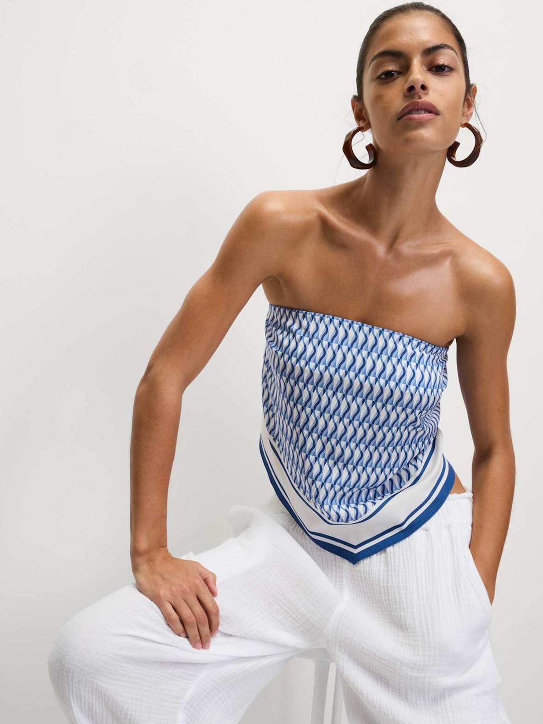 Marks & Spencer Women Geometric Print Tube Crop Top