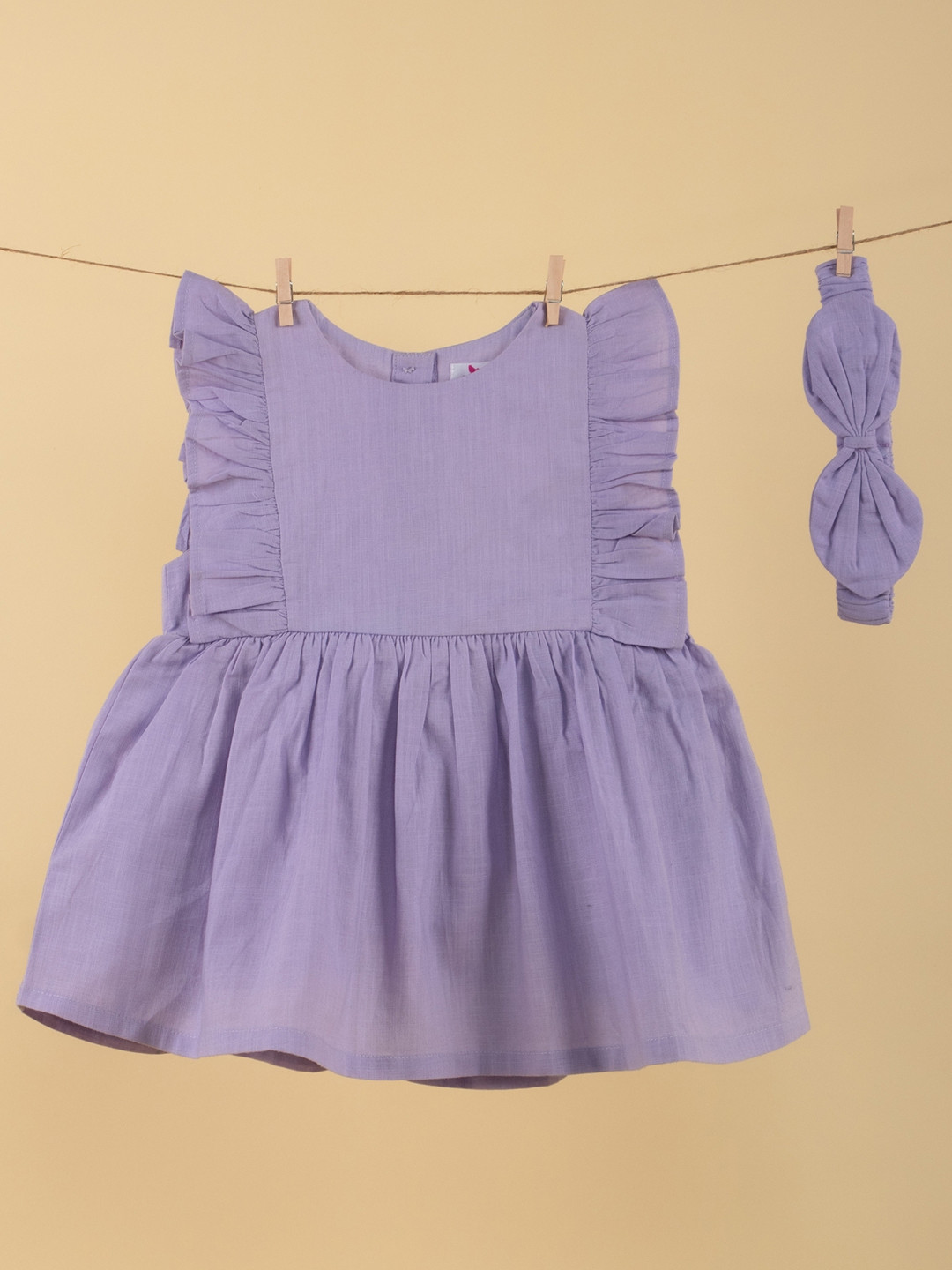 TWEENY MINI Infant Girls Pure Cotton Frill Summer Dress with Headband