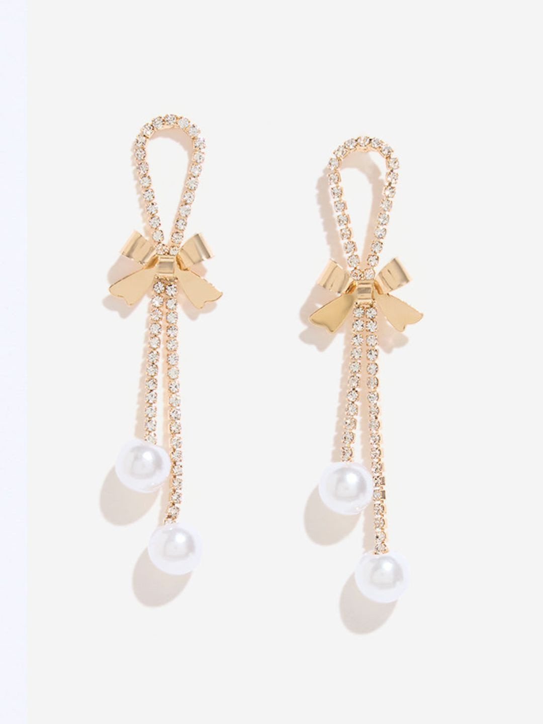 Tipsy closet Women Gold-Plated Bow Contemporary Tassel Earrings