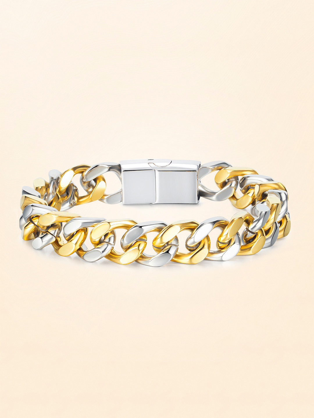 Peora Men Stainless Steel Gold-Plated Link Bracelet