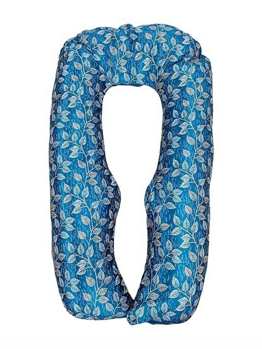 VRINDAKUL Blue And White Leaf U-Shape Extra Soft Sleep Pillow