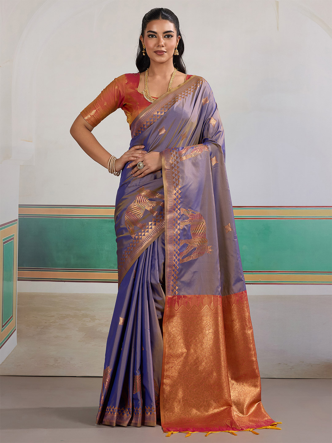 House of Pataudi Woven Design Zari Dual Tone Saree