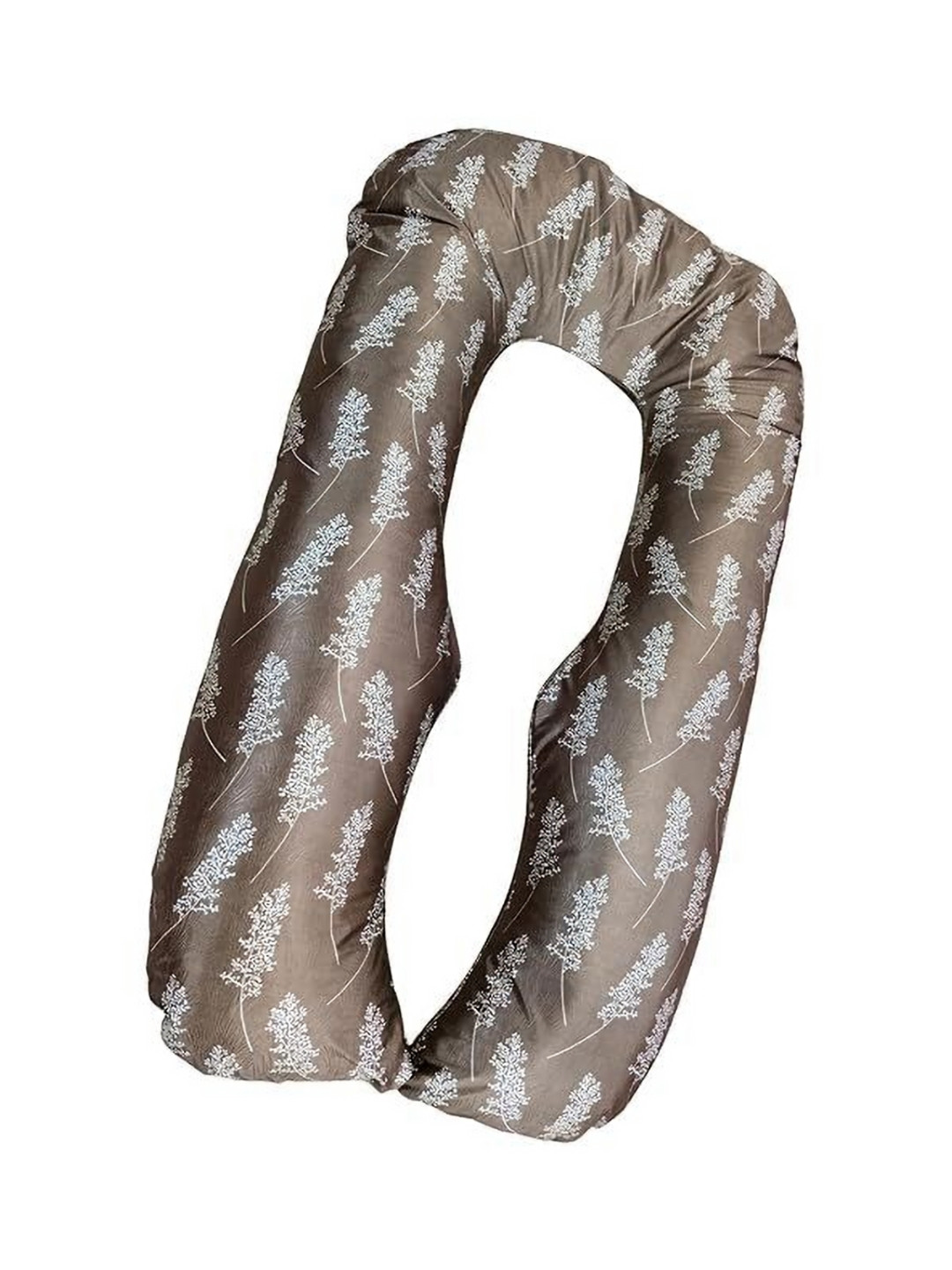 VRINDAKUL Brown Abstract C-Shape Extra Soft Sleep Pillow