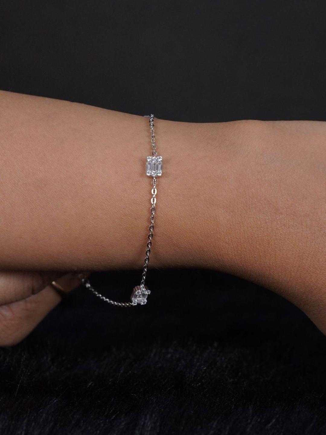 Silverings Silver Artificial Stones Studded Armlet Bracelet