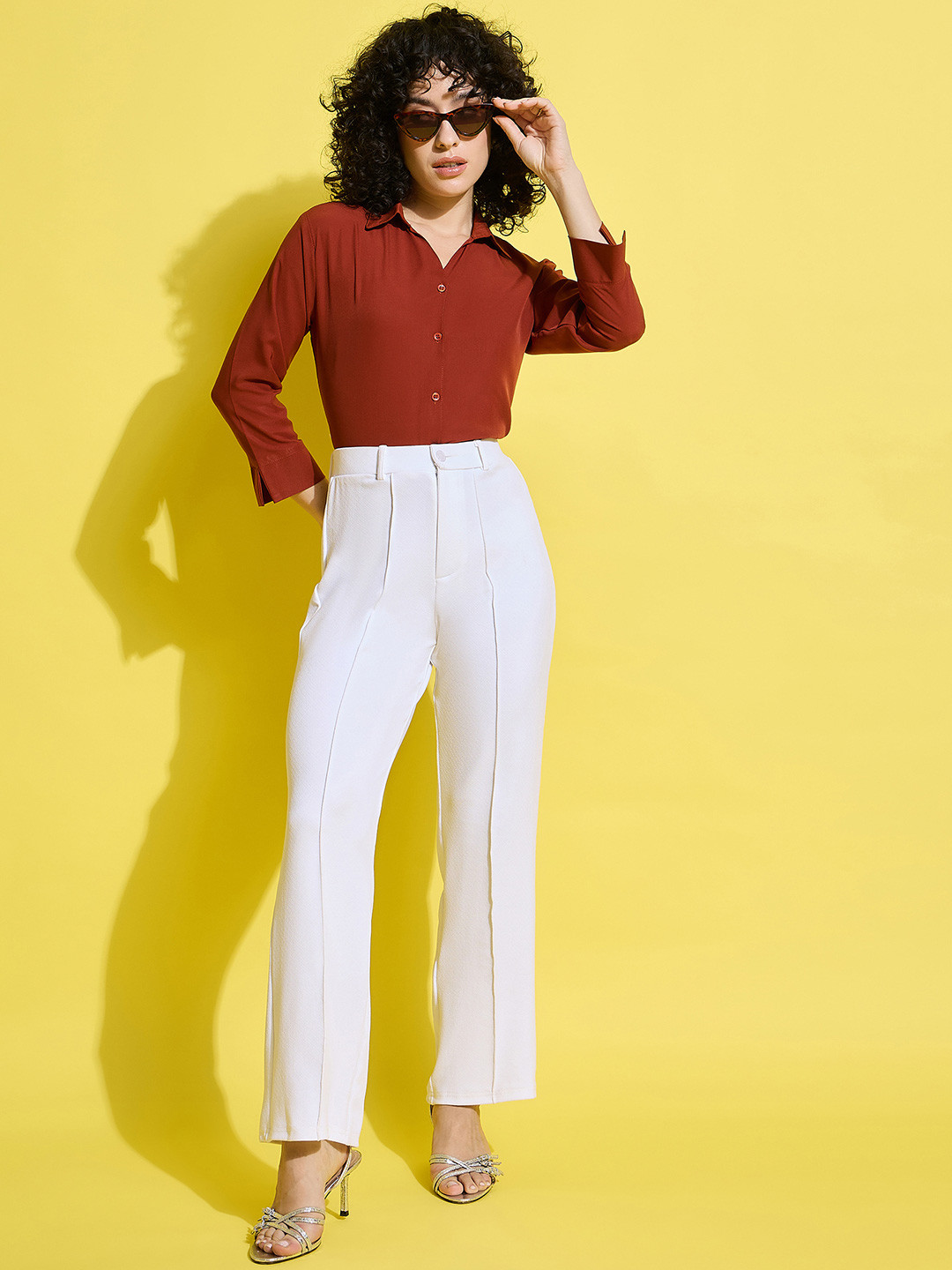 DIMPY GARMENTS Women Crepe Regular Fit Standard Formal Shirt