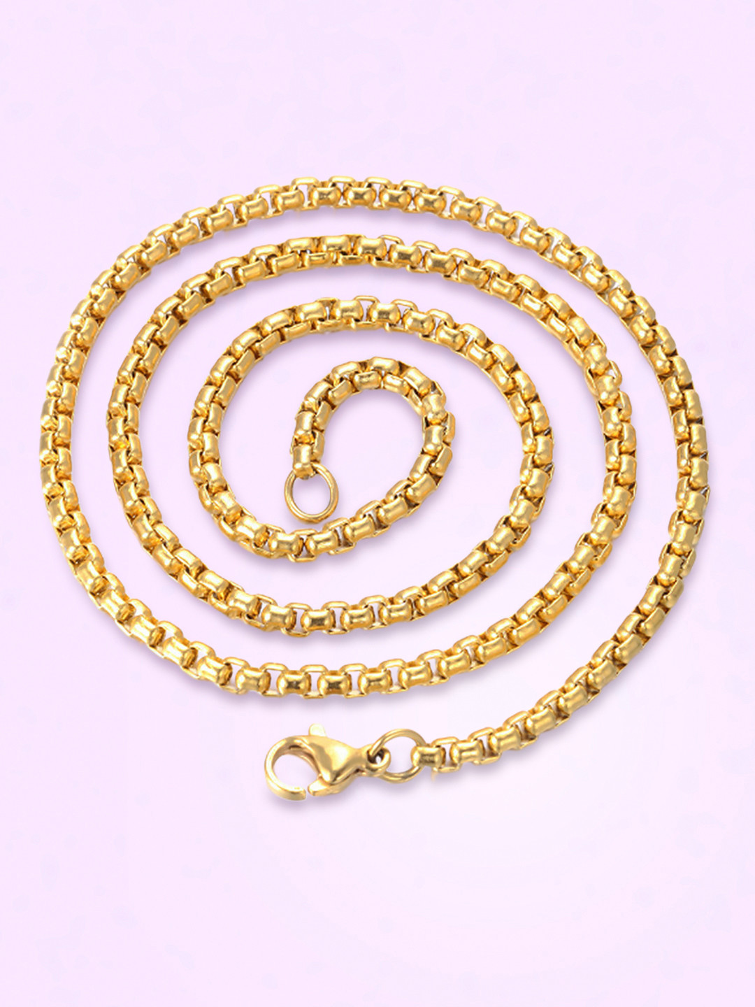 Peora Men Gold-Plated Stainless Steel Box Chain Stylish Minimal Chain