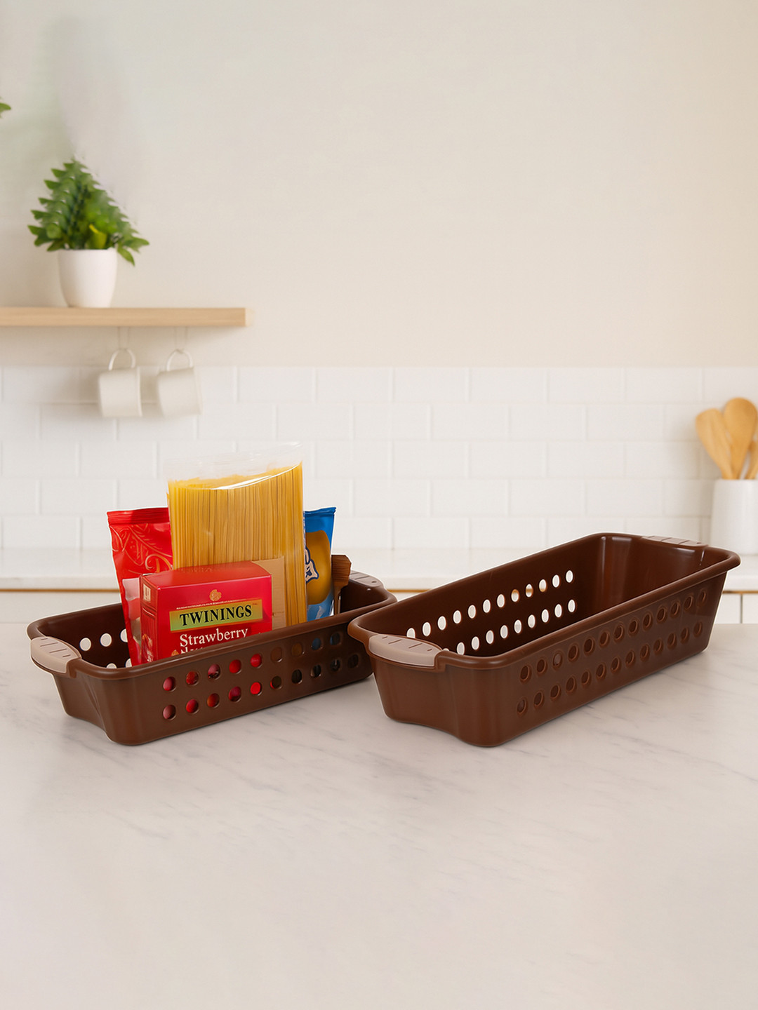 Kuber Industries Brown 2 Pcs Vegetables-Stationery Drawer Organisers