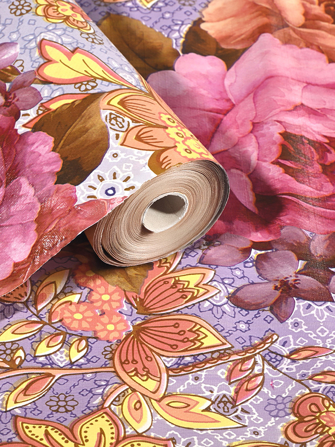 Kuber Industries Blue & Pink Gulab Design Shelf Liner Organiser