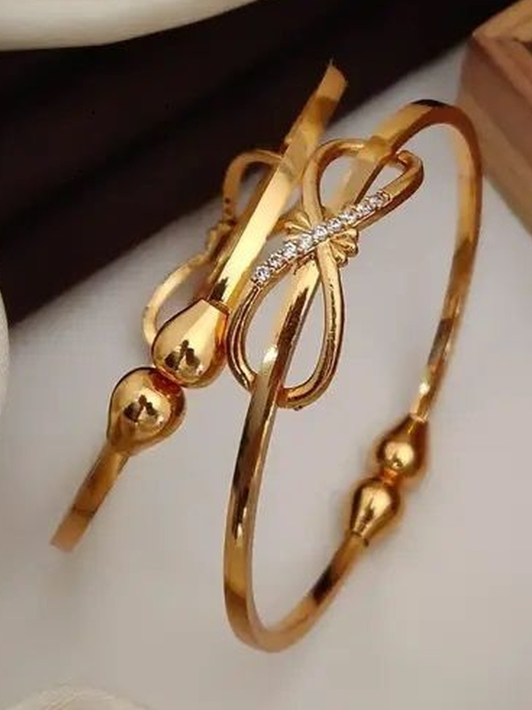 DIVASTRI Gold Brass American Diamond Bangle