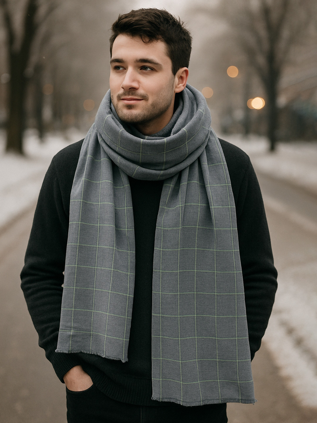 Kryptic Grey & Beige Checkered Printed 360 GSM Pure Cotton Bath Towel