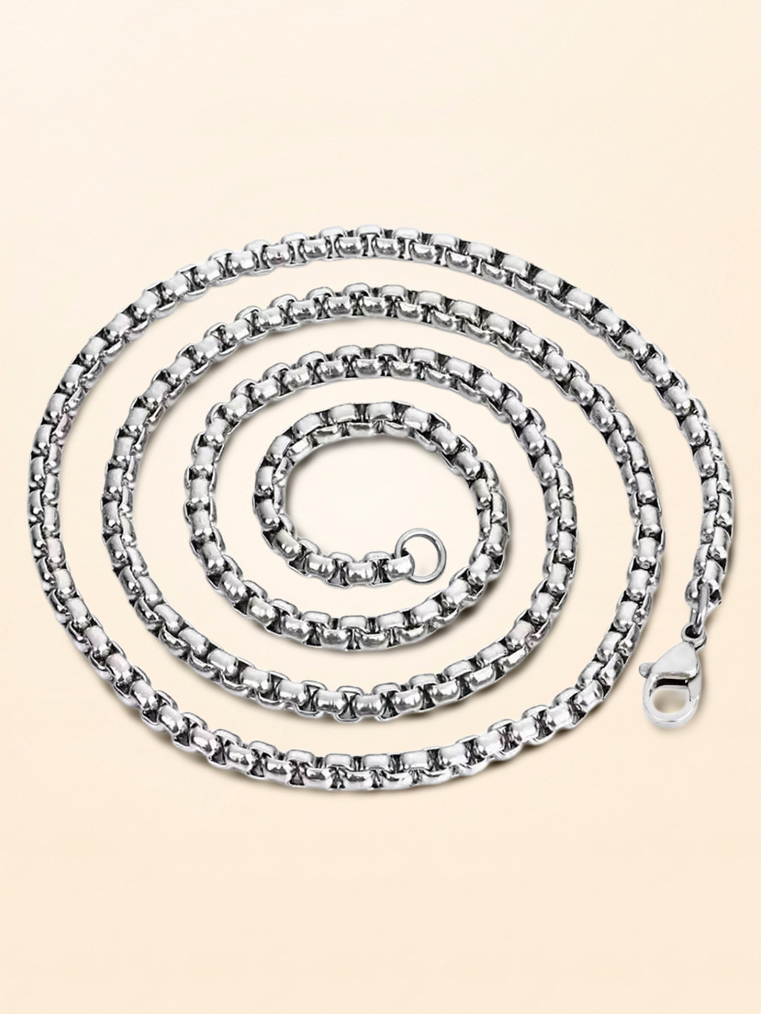 Peora Men Silver Plated Stainless Steel Box Chain