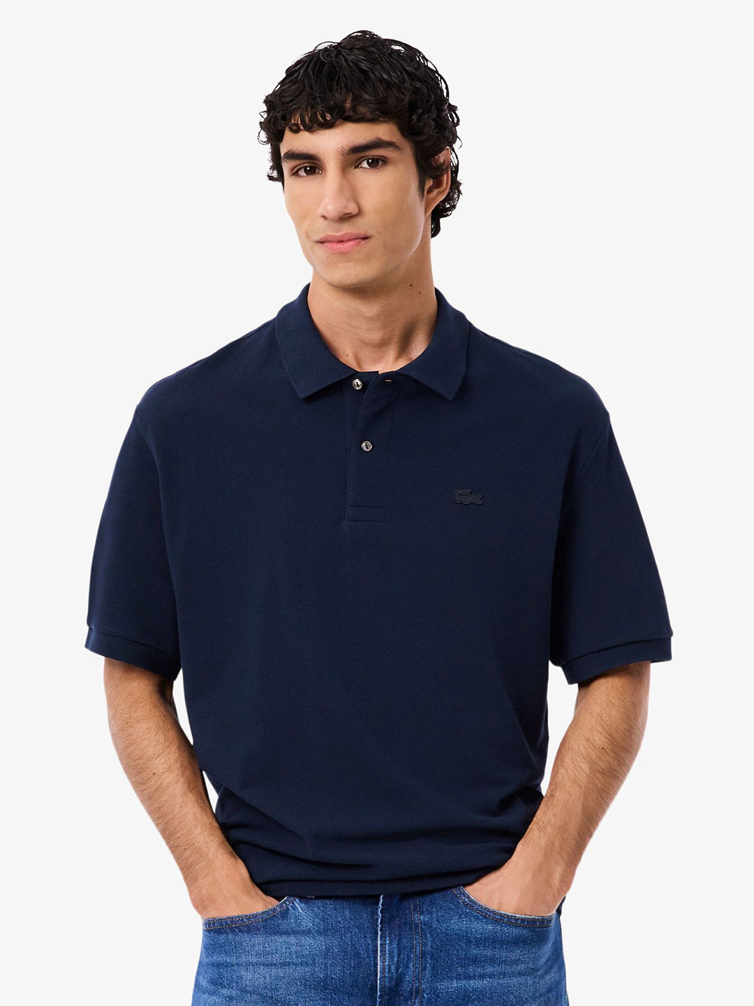 Lacoste Men Relaxed Fit Heavy Pique Polo Collar T-shirt