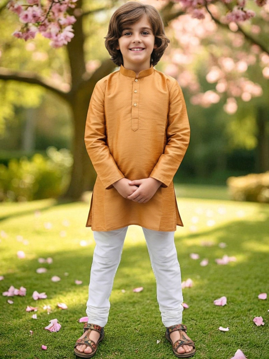Pohar Creation Boys Mandarin Collar Pure Cotton Kurta Sets