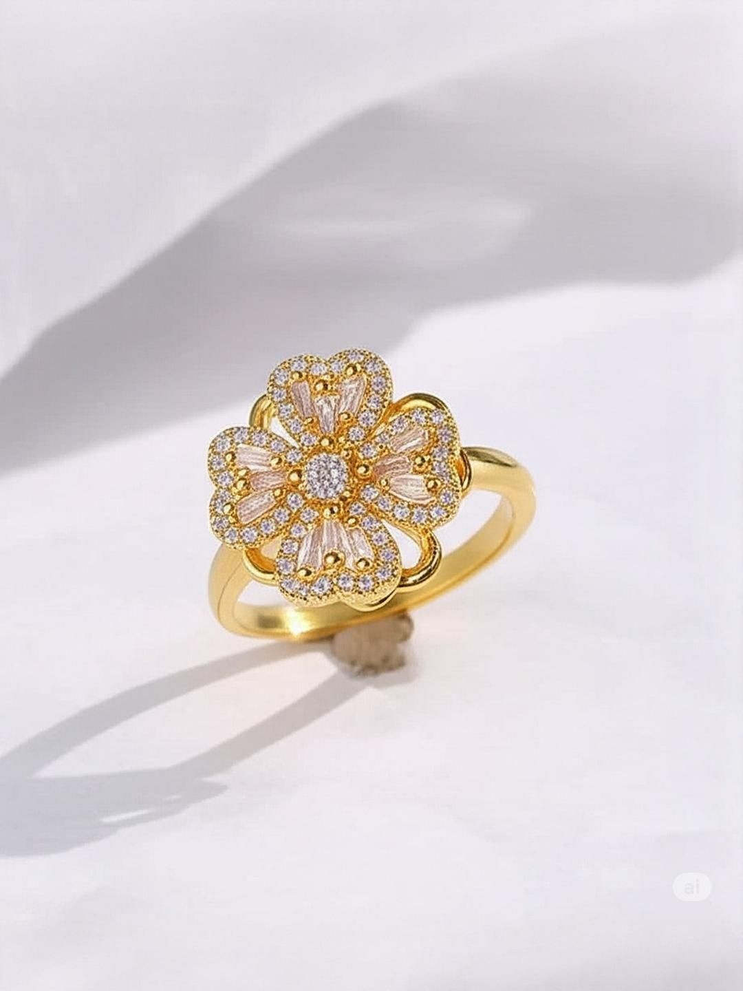 DressBerry Adjustable Four Leaf Clover Rotating Ring