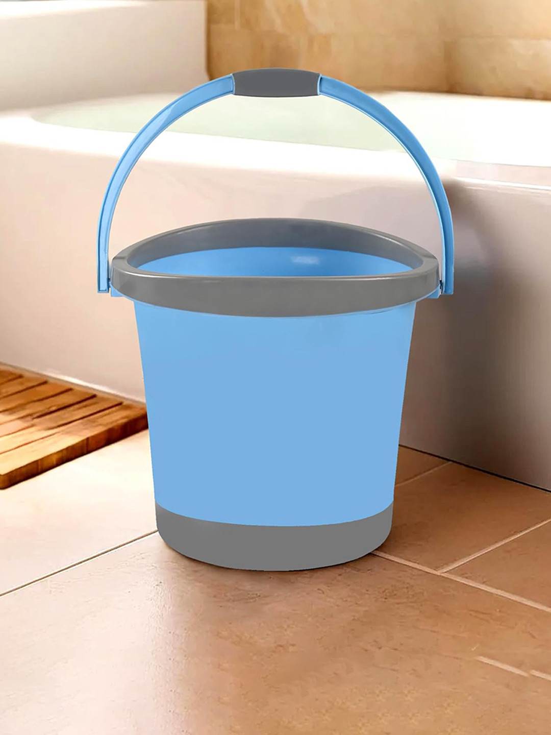 Kuber Industries Blue Plastic Bathroom Bucket With Handle 18L