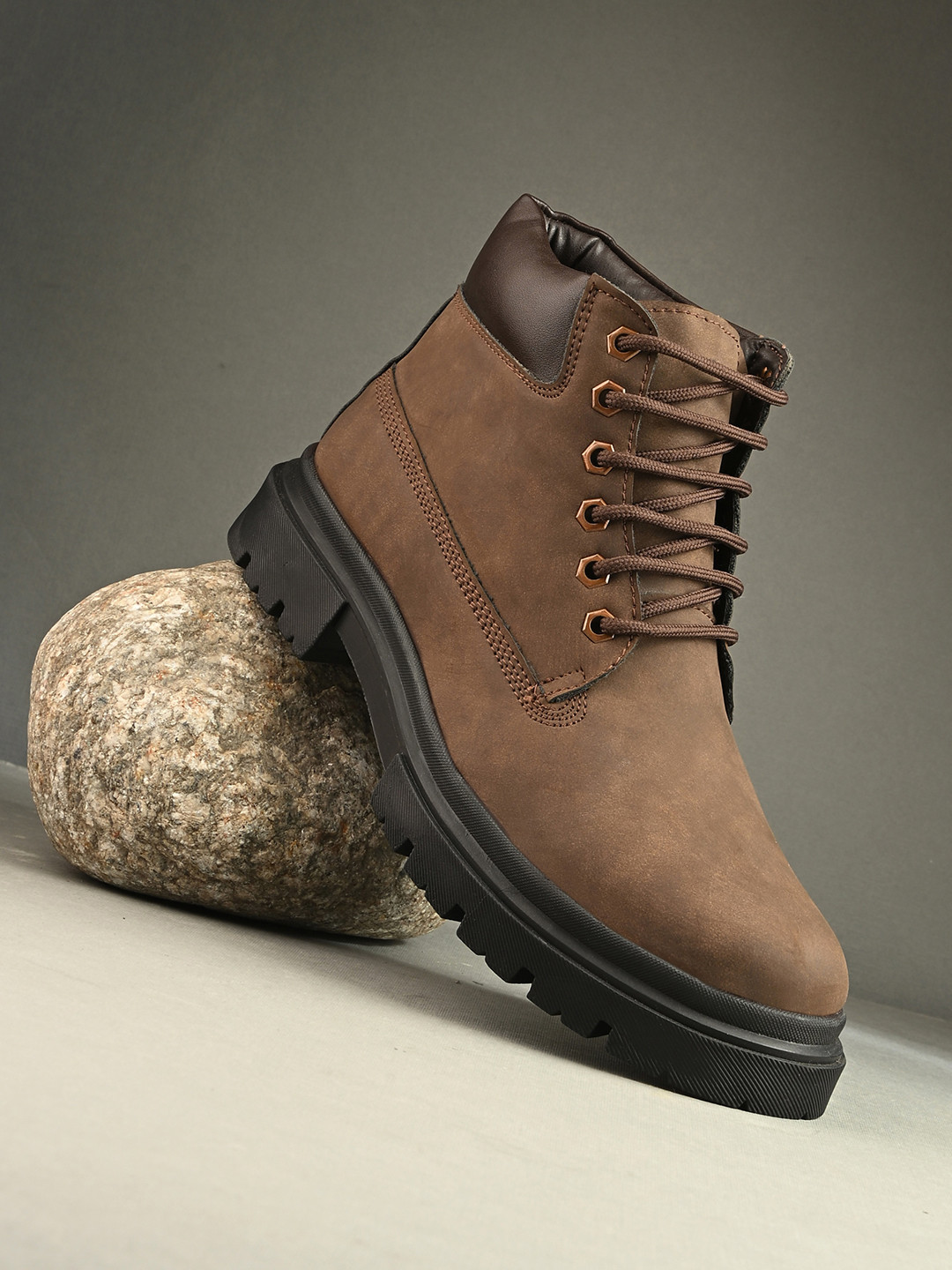 AfroJack Men Textured Block Chunky Boots