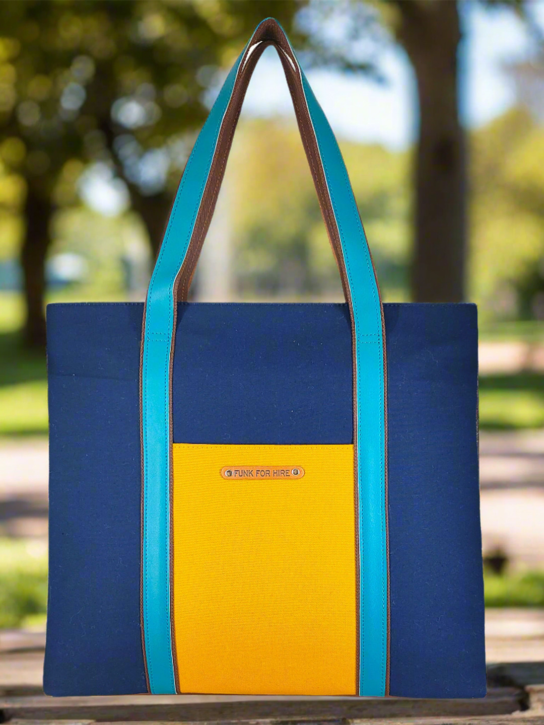 Funk For Hire Women's Colourblocked Structured Tote Bag with Applique