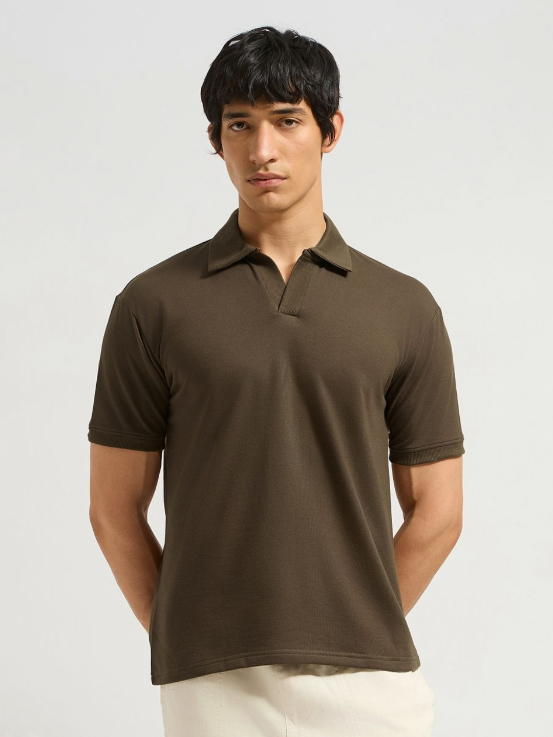 MISCHIEF MONKEY Men Polo Collar Short Sleeves Cotton T-shirt