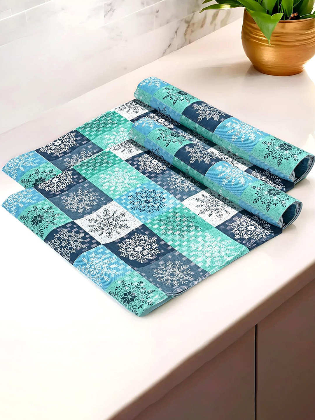 Kuber Industries Pack Of 2 Printed PVC Anti Slip Shelf Mat