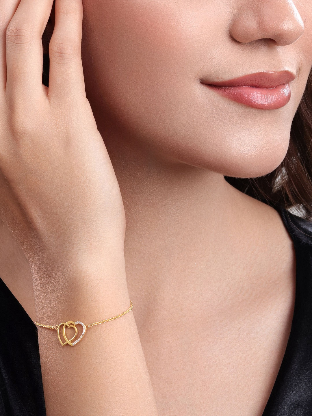MALENA Gold-Plated Crystals Studded Link Bracelet