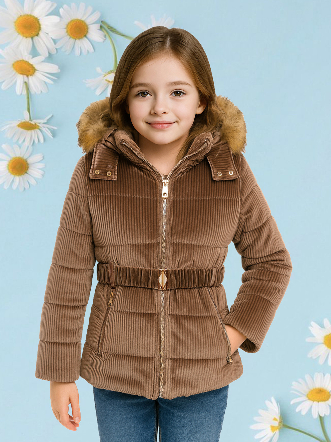 LURE JUNIOR Girls Self Design Hooded Outdoor Puffer Jacket