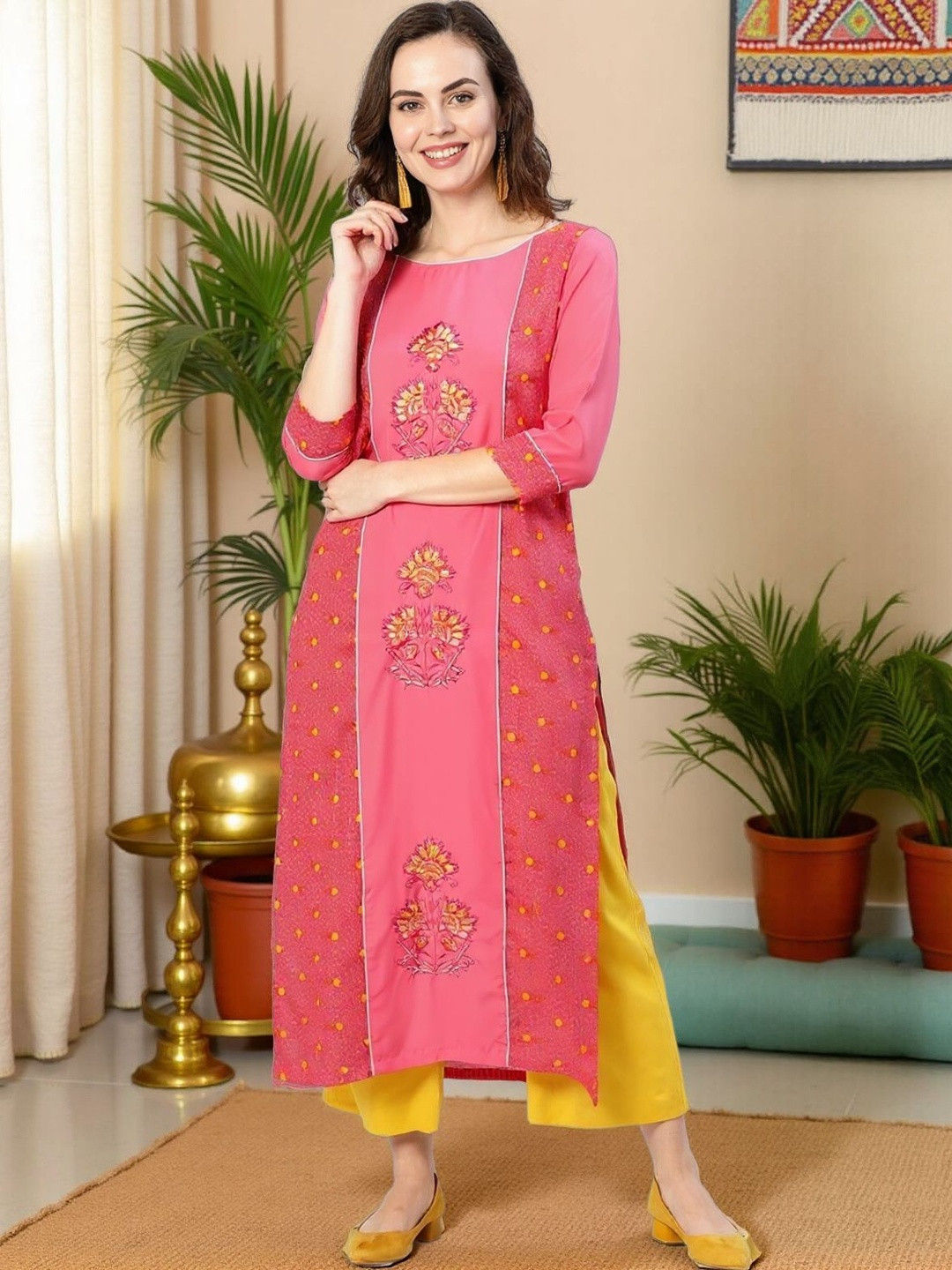 SZN Women Pink  Printed  Kurtas