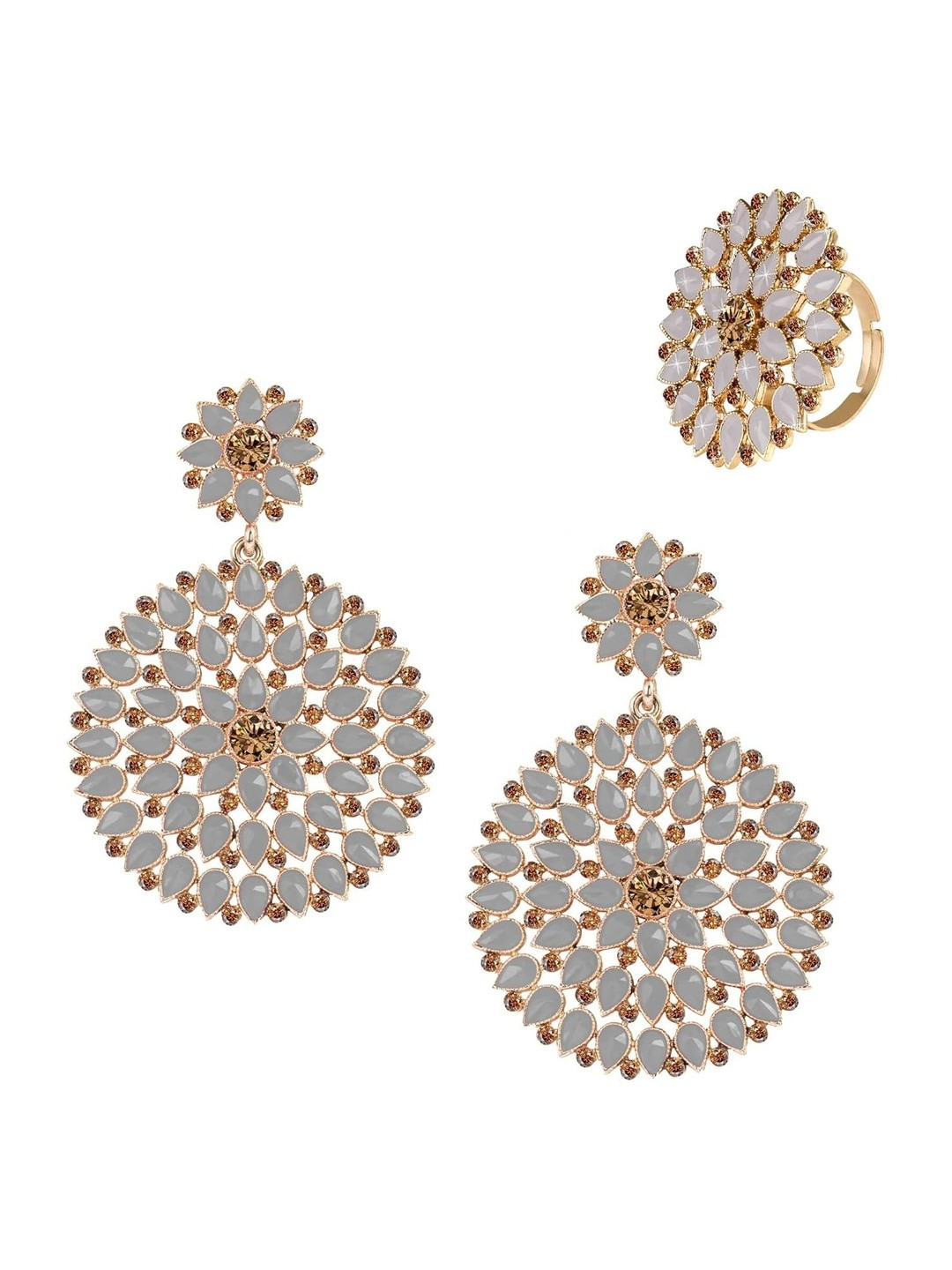 JFL - JEWELLERY FOR LESS Cubic Zirconia Stone Studded Jewellery Set