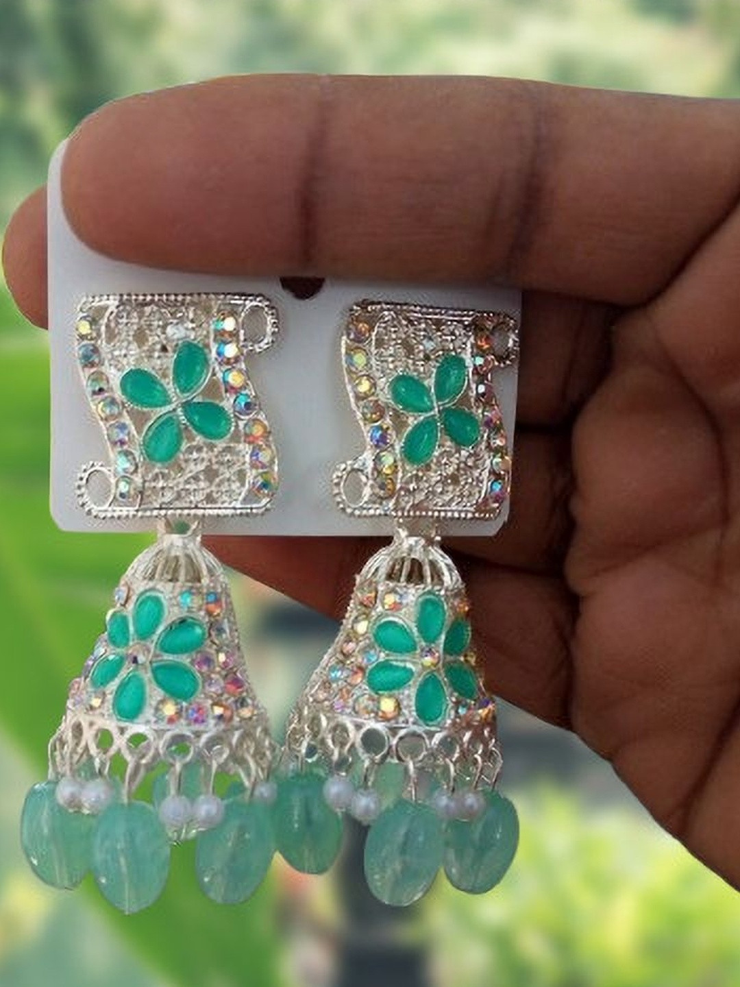 Lovansh Silver-Plated Alloy Crystals Earrings