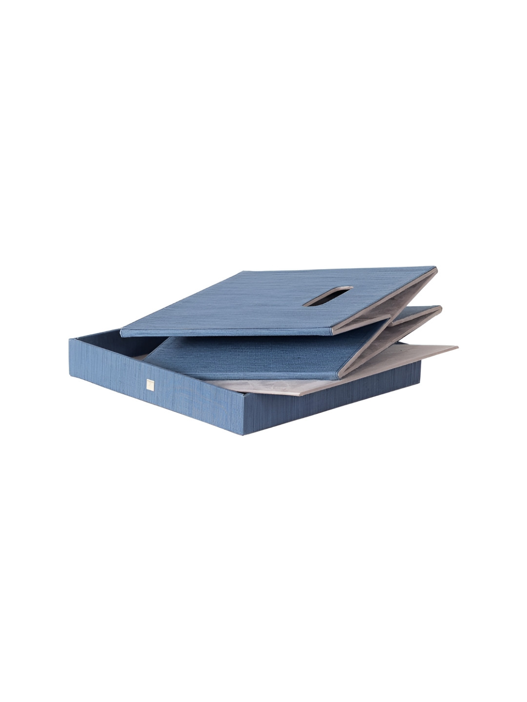 MASPAR Blue Wood & Cotton Foldable Box Organiser
