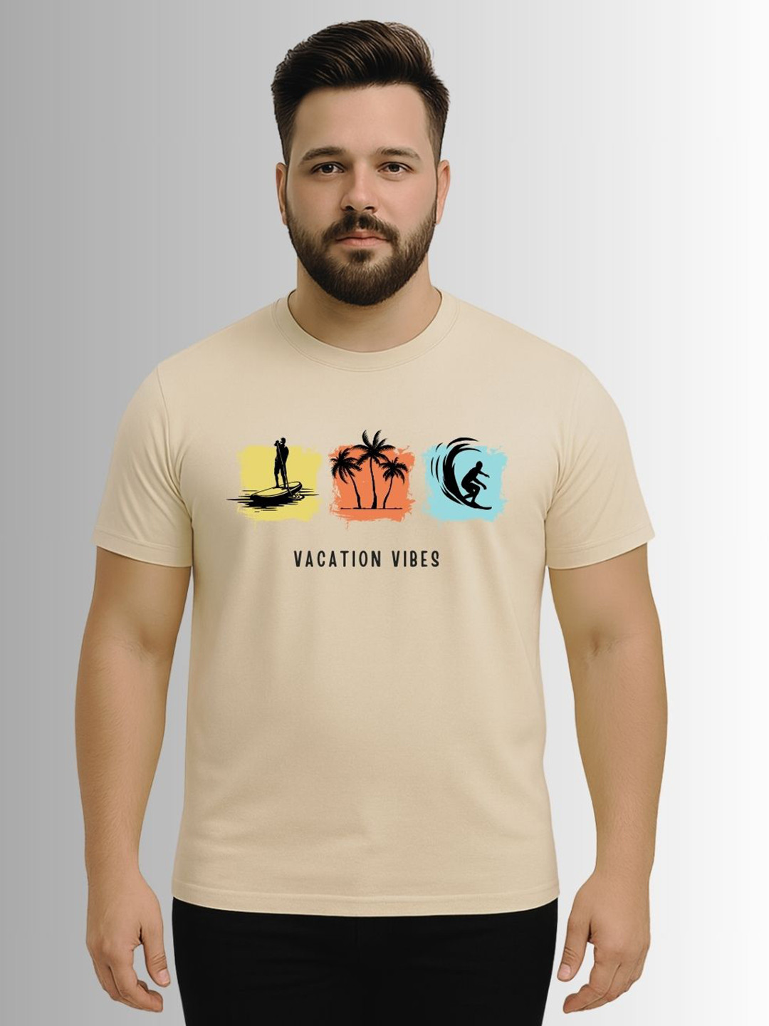 KART BLACK Men Graphic Printed Round Neck Cotton T-shirt