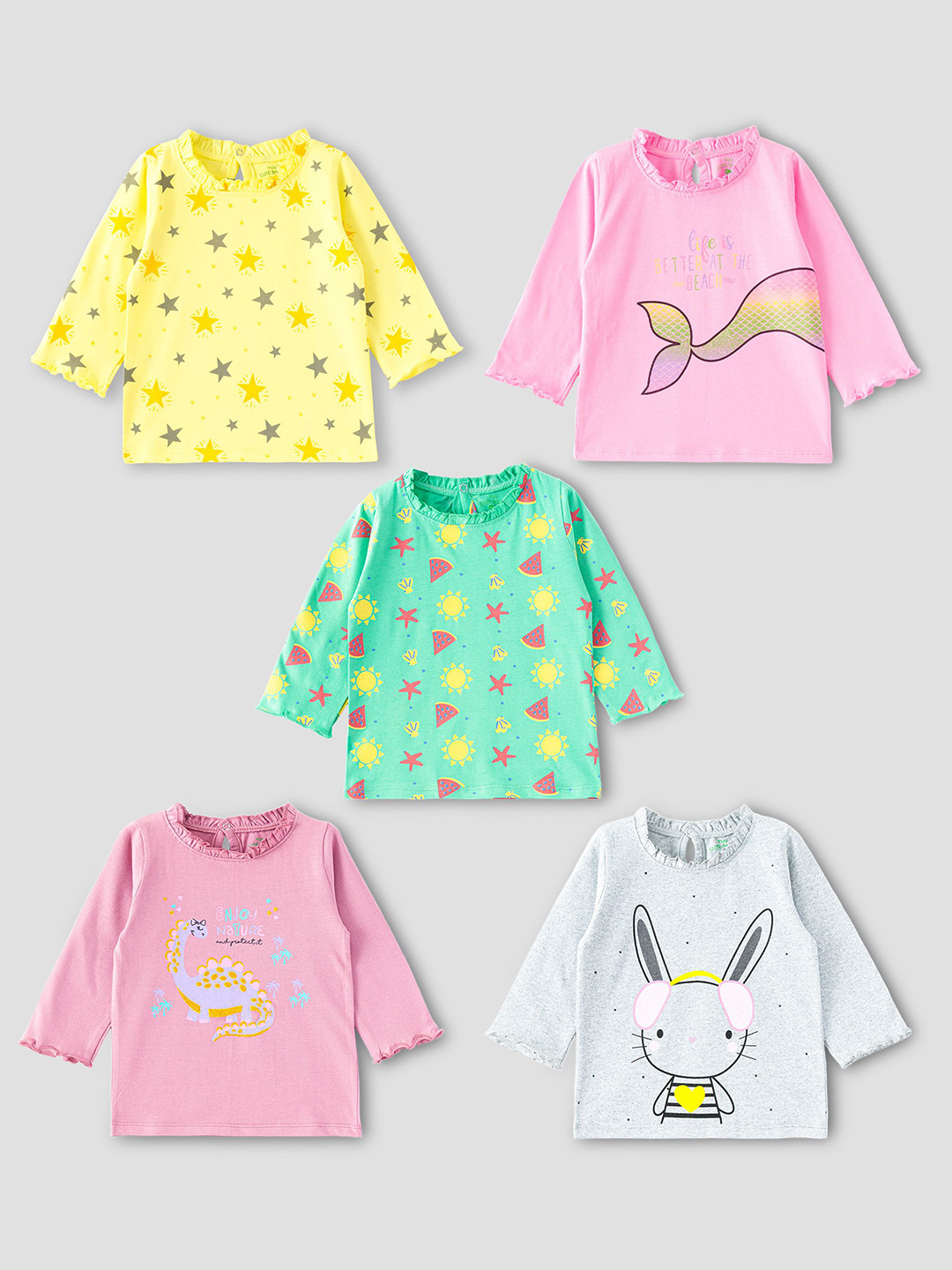 YUV Girls Printed Full Sleeve Cotton T-shirts