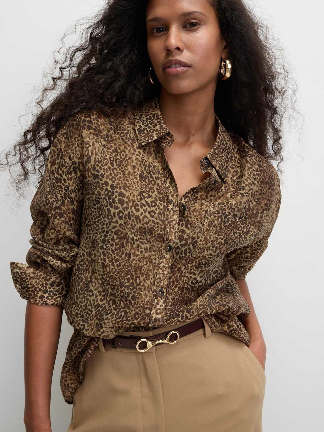 Marks & Spencer Animal Semi Sheer Printed Spread Collar Casual Shirt