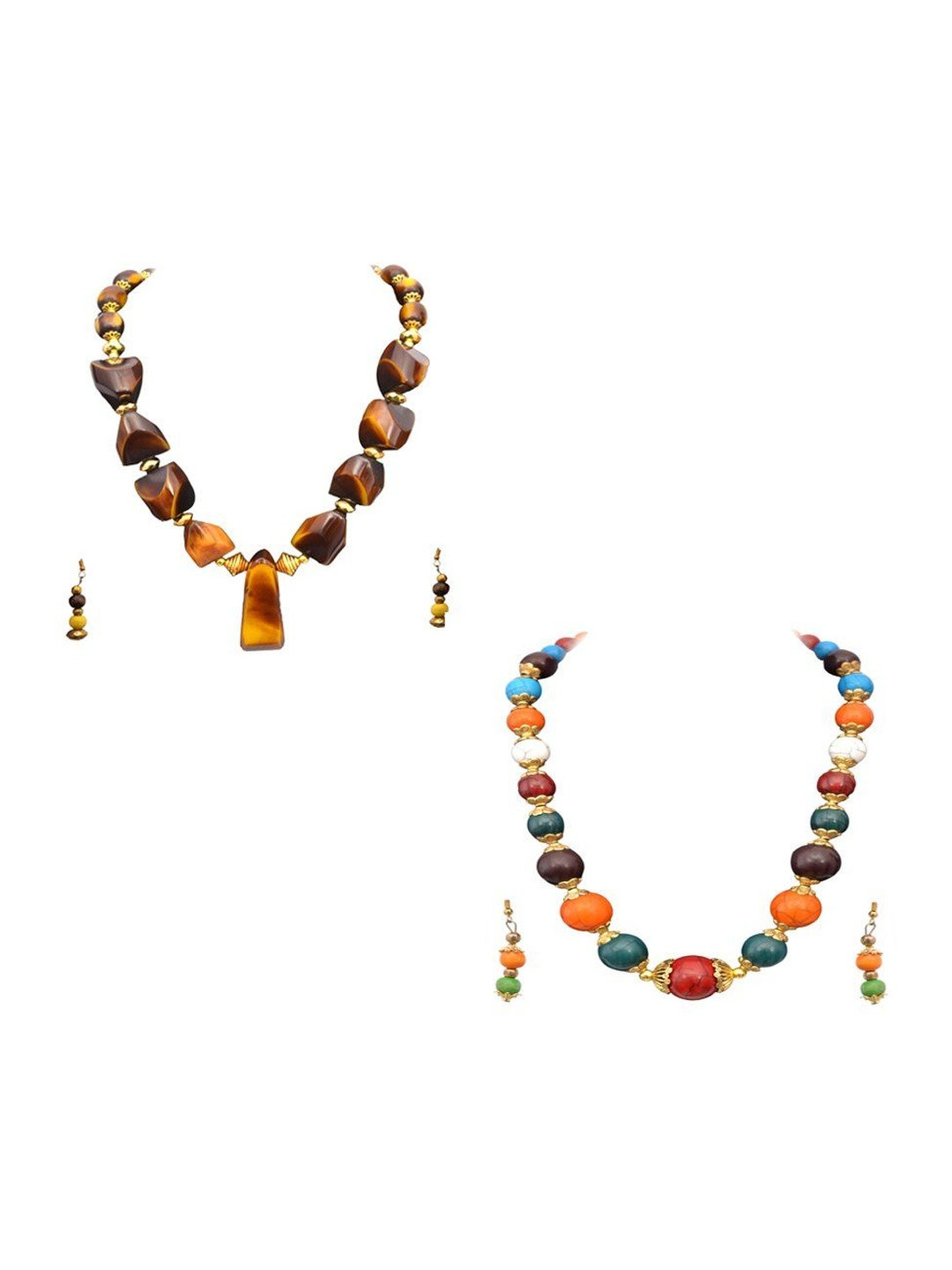 Sitashi Set Of 2 Rajasthani Beads Alloy Necklace & Earrings