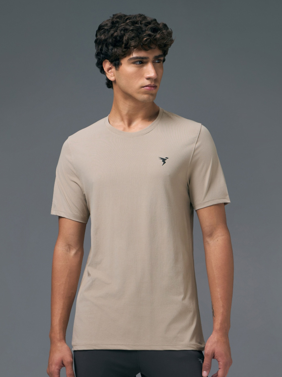 Technosport Men Anti Static Brand Logo Printed Round Neck Slim Fit T-shirt