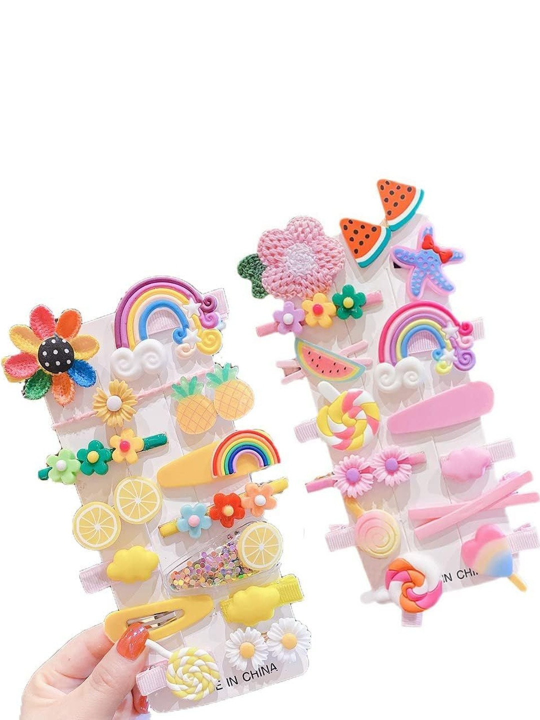 KARDIFF Pink And Red 28 Pieces Embellished Plastic Alligator Hair Clip