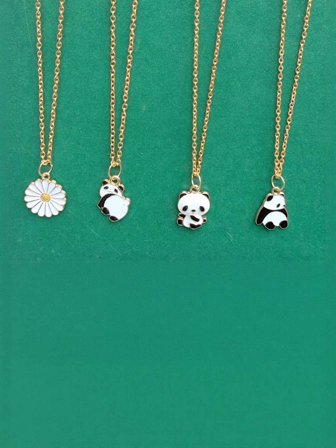 Amit Fashion Set Of 4 Panda Shaped Enamelled Pendants